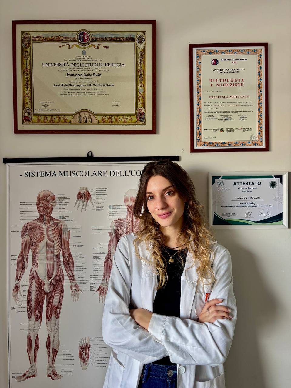 Attestati e diplomi della biologa nutrizionista Francesca Actis Dato